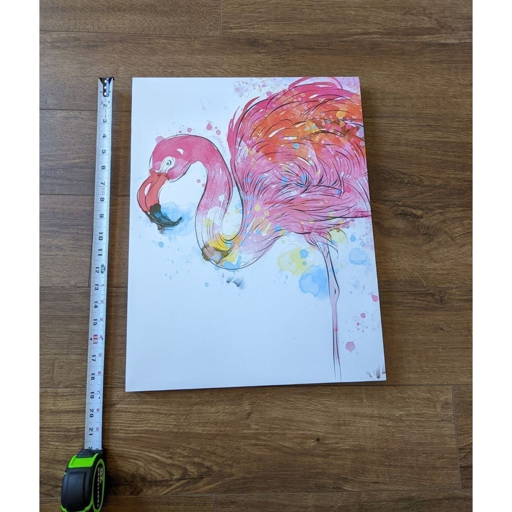 Watercolor Flamingo Wall Art  Pink Tropical Bird Watercolor Decor 14x20